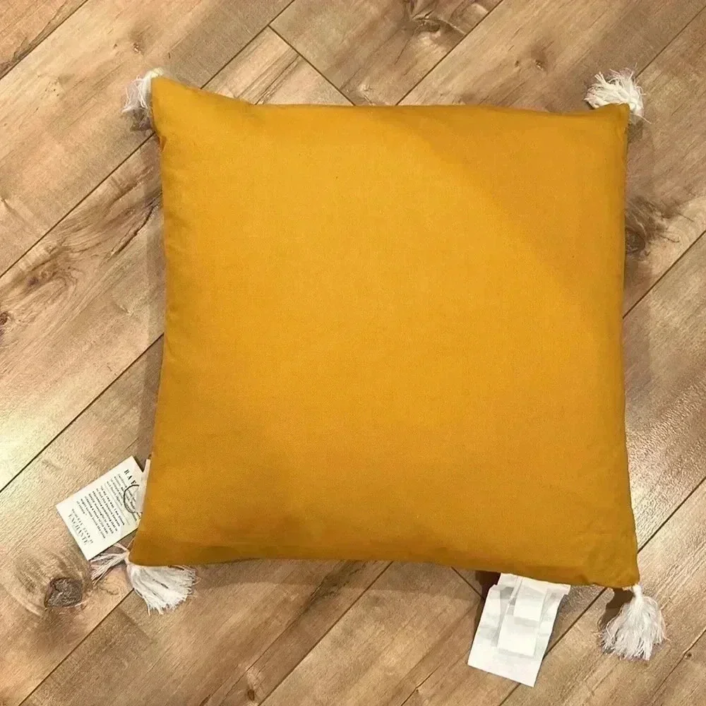 NWT Rae Dunn “Blessed” Yellow Decorative Pillow 20x20